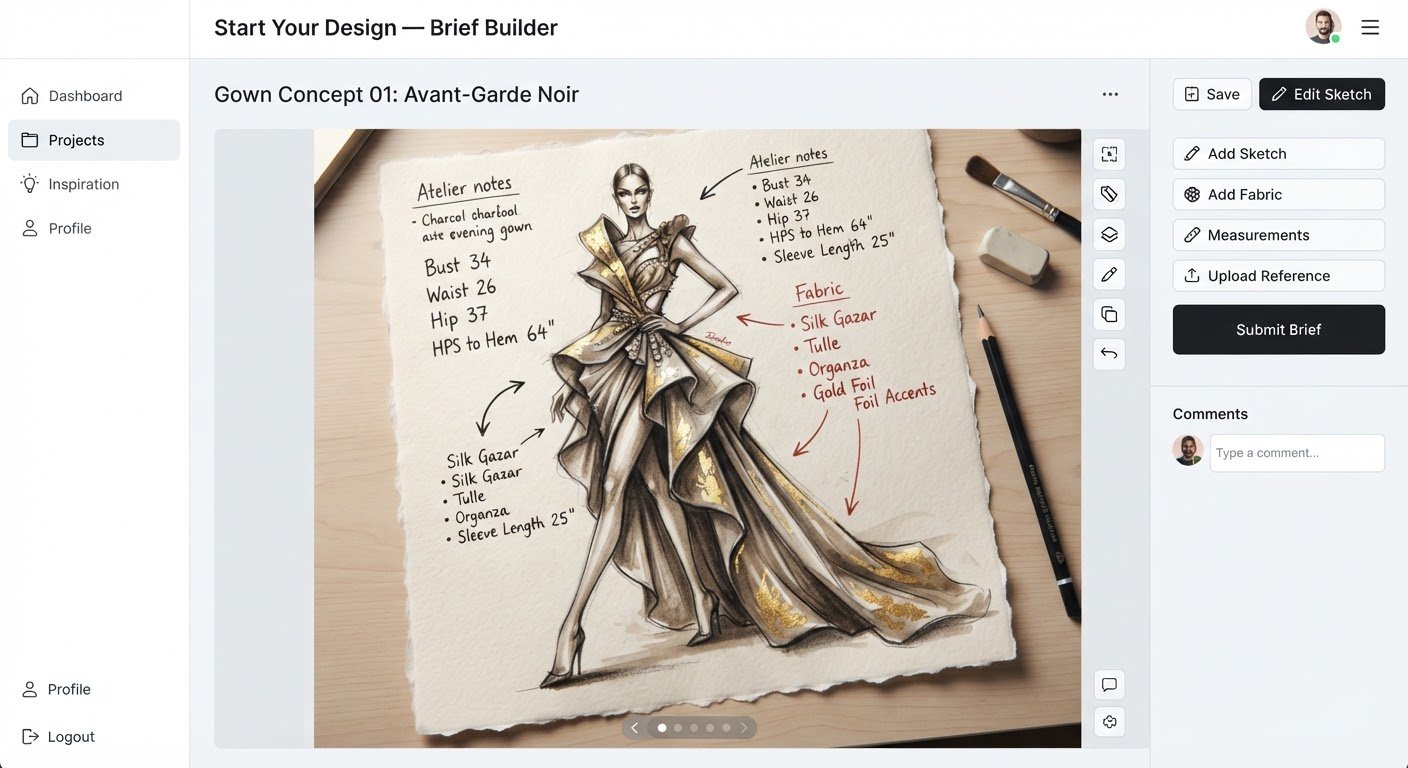 Concept sketch for Ivory Bias-Cut Second Look
